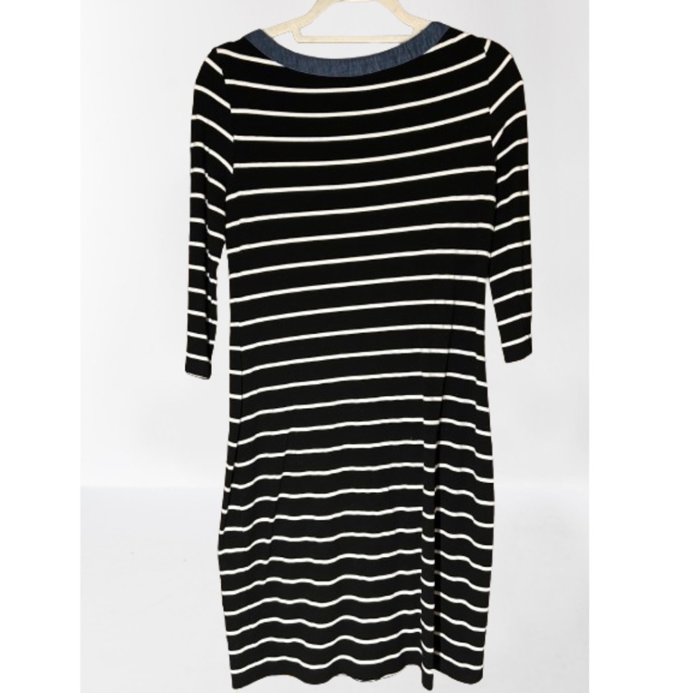 Tommy Hilfiger black and white striped body con